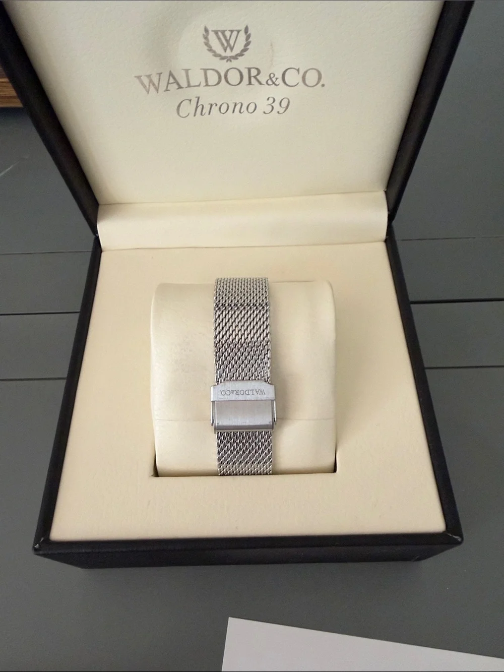 Waldor & Co Chrono 39 Green Dial Stainless Steel Mesh Watch
